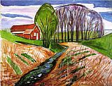 Spring landscape at the red house 1935 by Edvard Munch